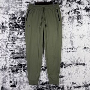 Under Armour Performance Stretch Joggers Mens Size Large Green Active Gym Run